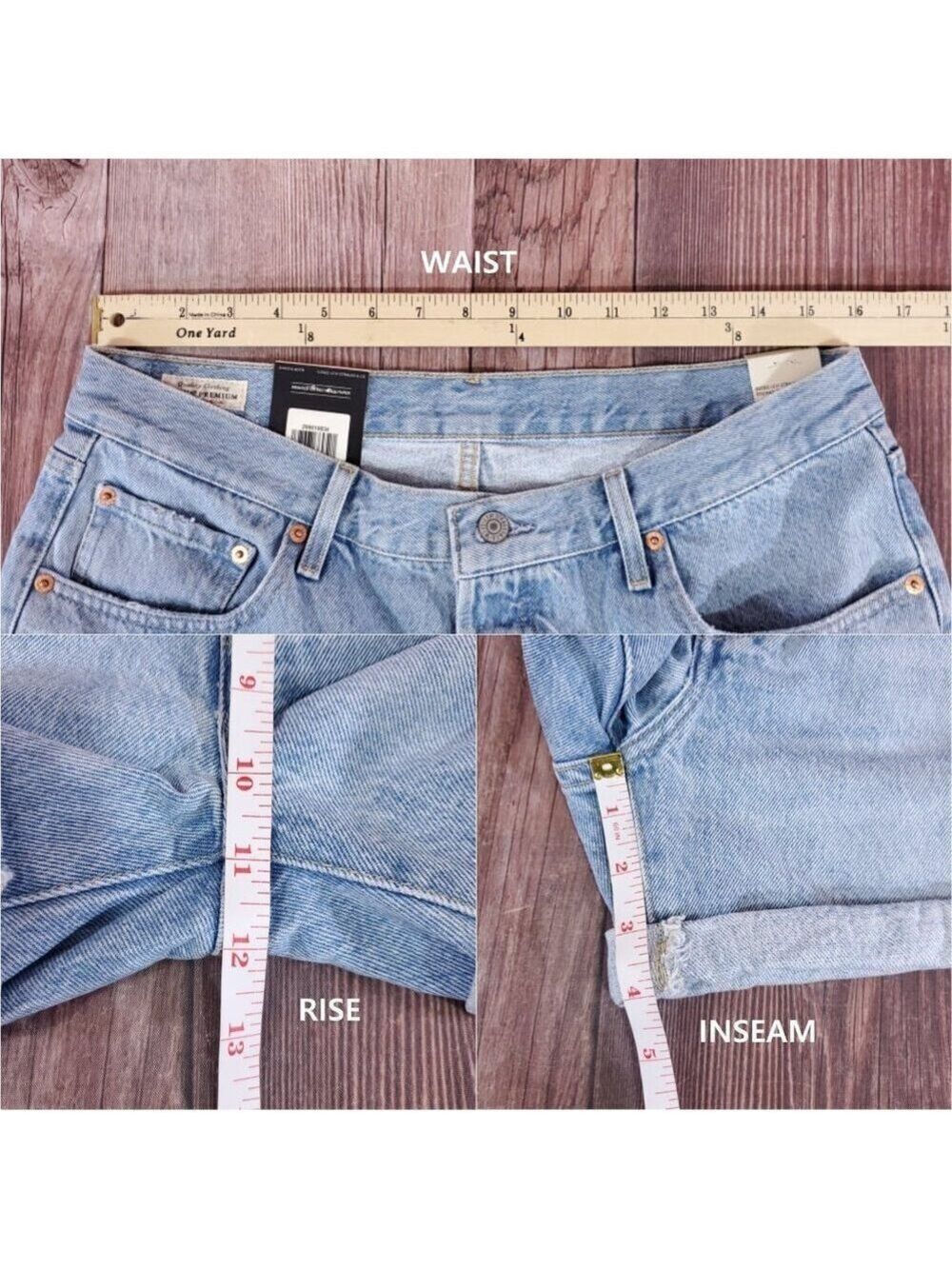 NWT Levis Womens Size 32 501 Rolled Shorts Mid Rise Button Fly Big E Denim Blue - Picture 16 of 16